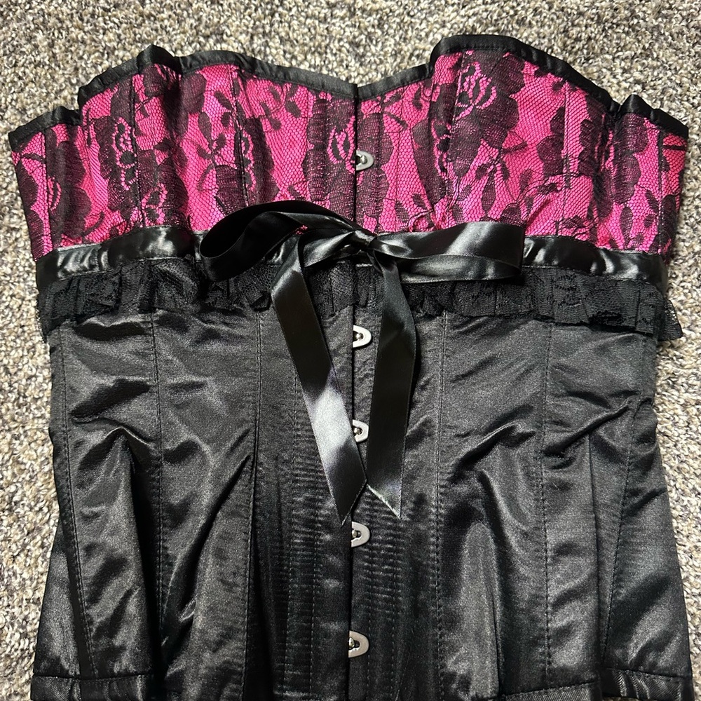 Black and Pink Lace Corset